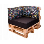 Paletové sedenie Golden Garden GG20/1 podsedák a vankúš 80cm x 80cm x 15cm Čierna s kvietkami